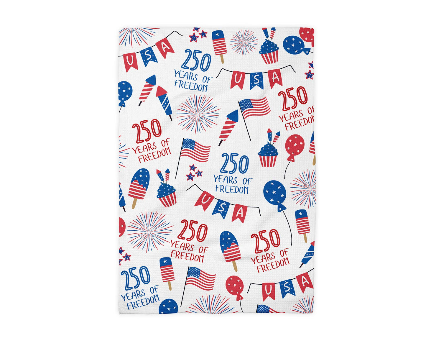 USA 250 4th July Patriotic Kitchen Towel Waffle America