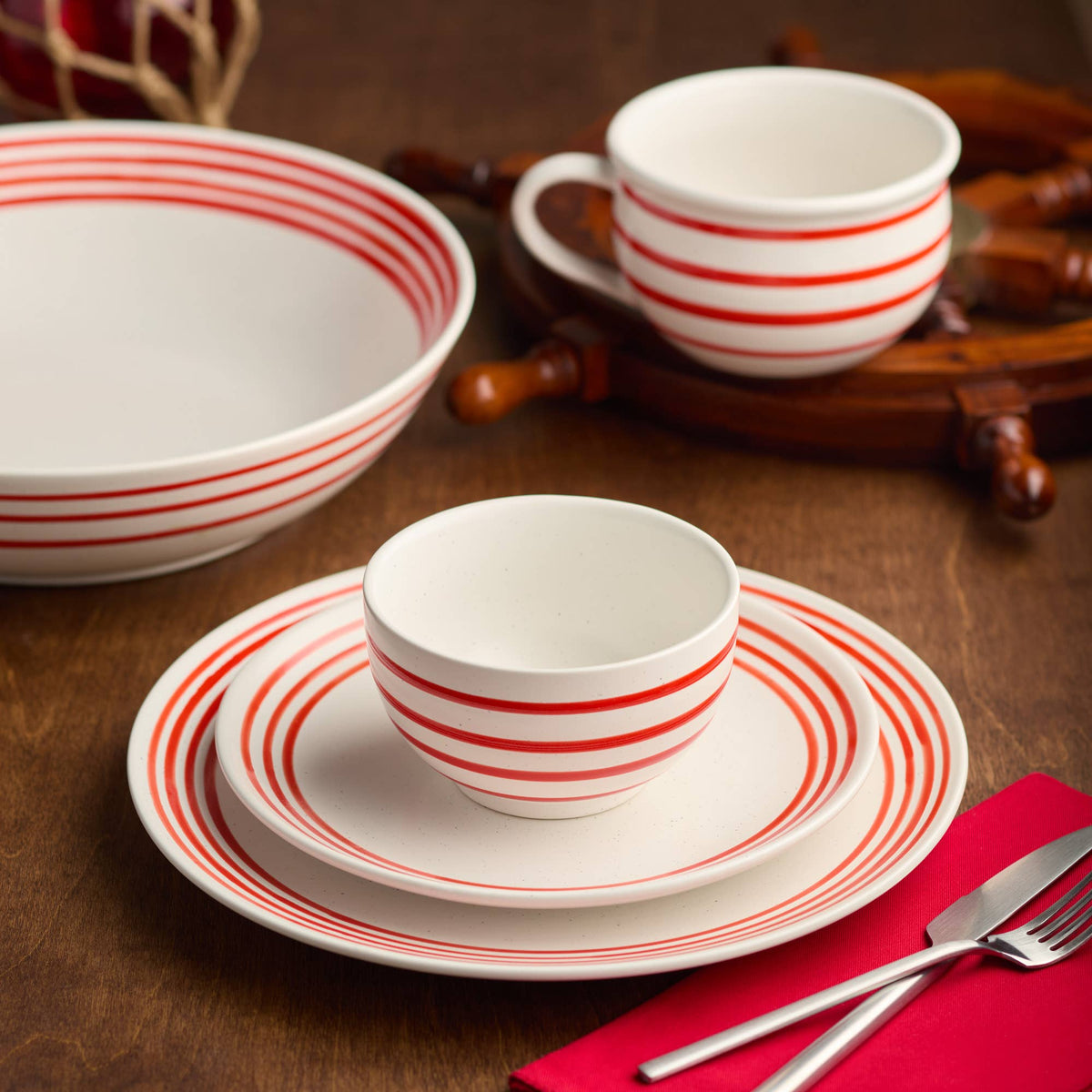 Red Stripe Jumbo Bowl