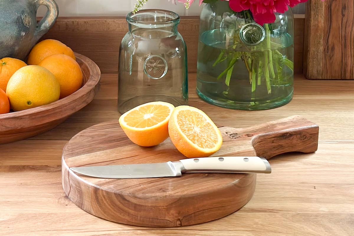 Italian Round Cutting Board + Bowl Combo with Handle, Small
