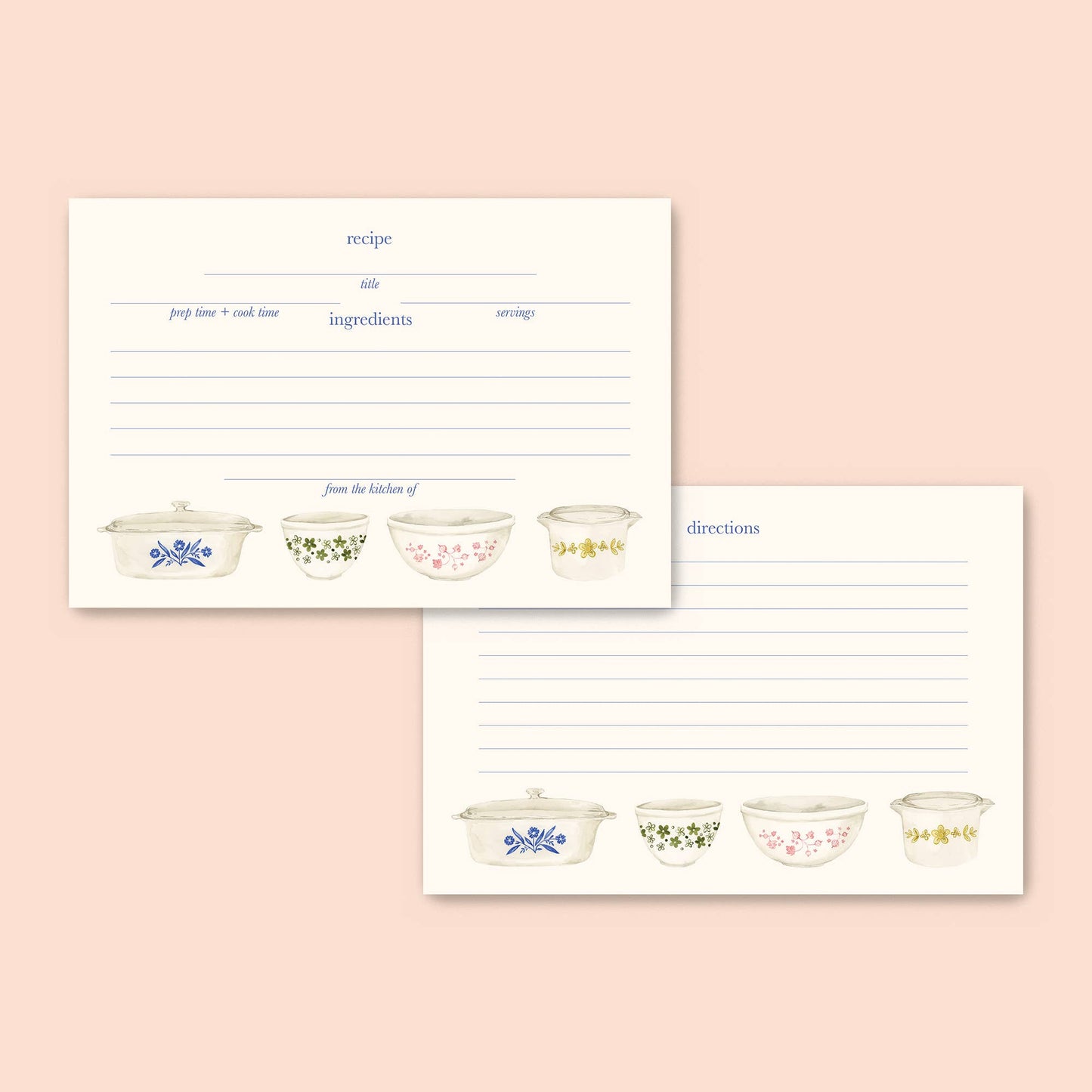 Pyrex-Inspired Kitchenware Recipe Cards