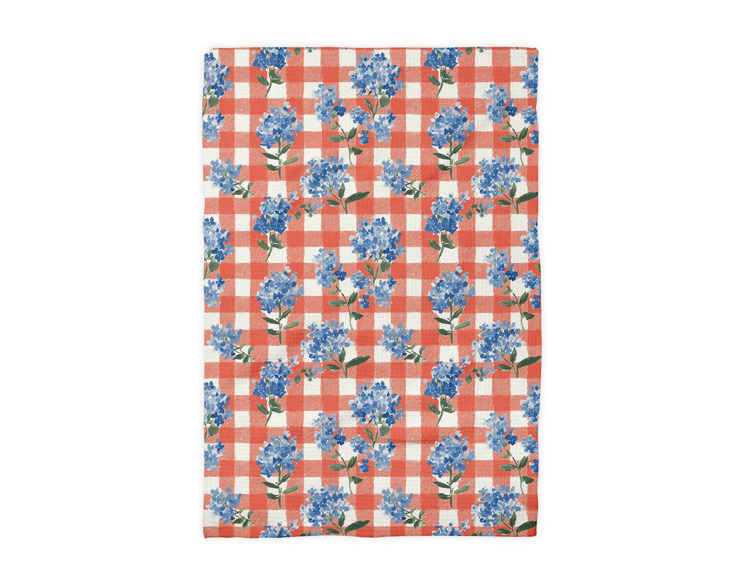 Hydrangea Red White Blue Flag Kitchen Towel Waffle