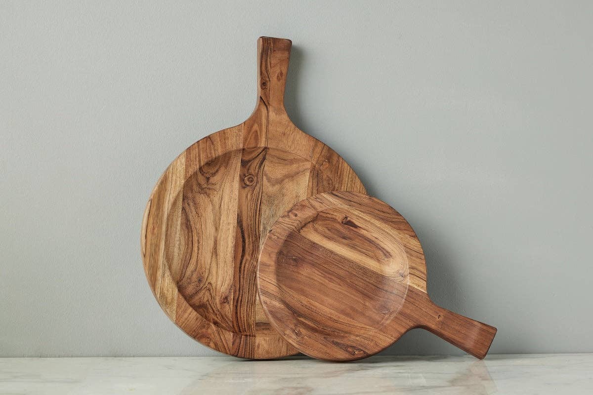 Italian Round Cutting Board + Bowl Combo with Handle, Small