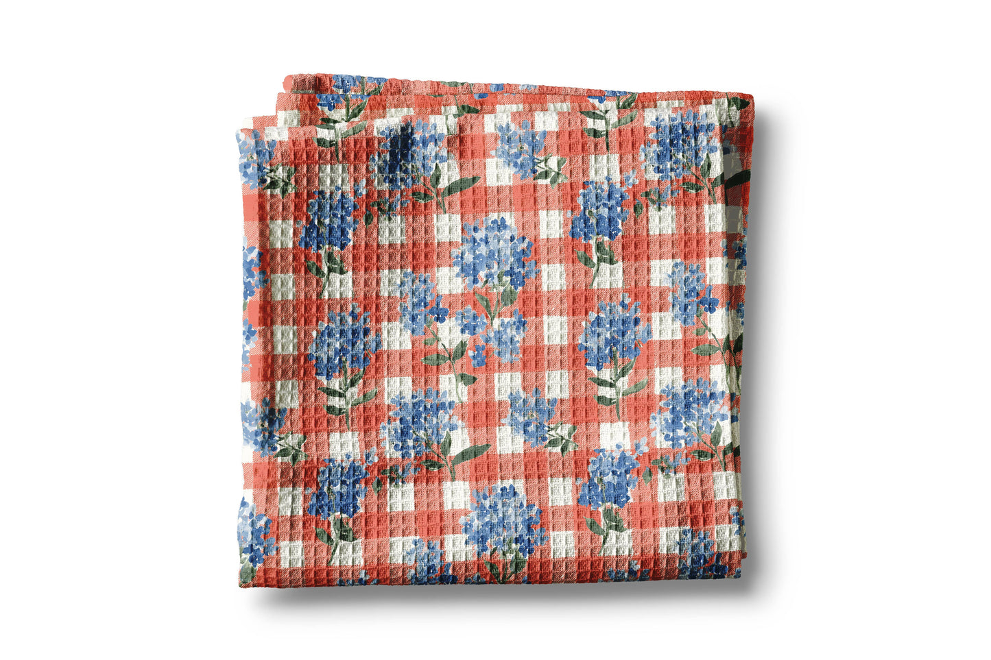 Hydrangea Red White Blue Flag Kitchen Towel Waffle