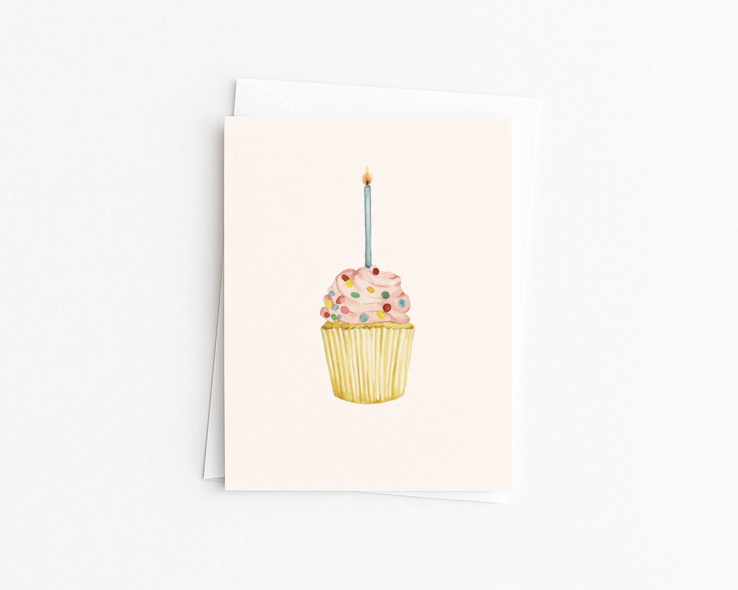 Cupcake with Lit Candle Birthday Card
