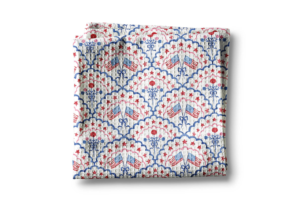 Patriotic Flag Kitchen Towel Waffle