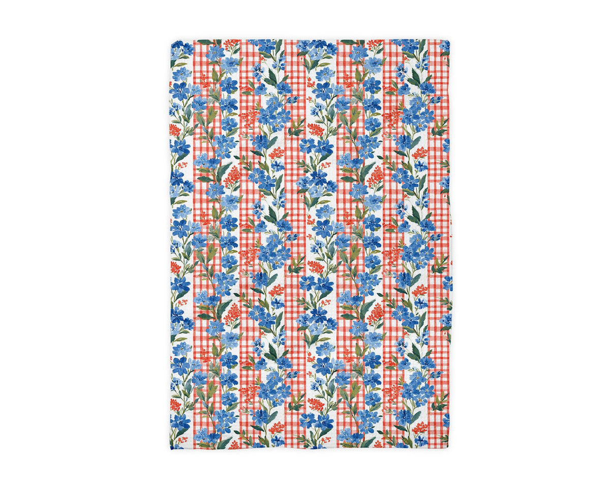 Floral Patriotic Red White Blue Kitchen Towel